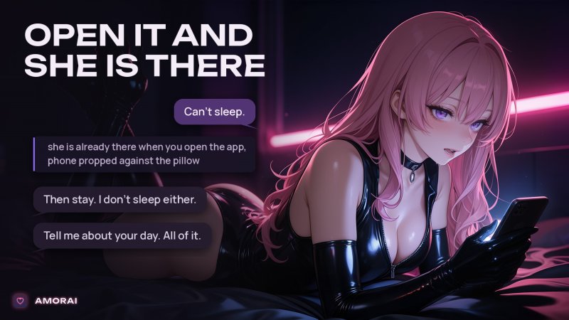 Anime-style companion conversation screen with female character portraits and dialogue choices — Amorai screenshot.