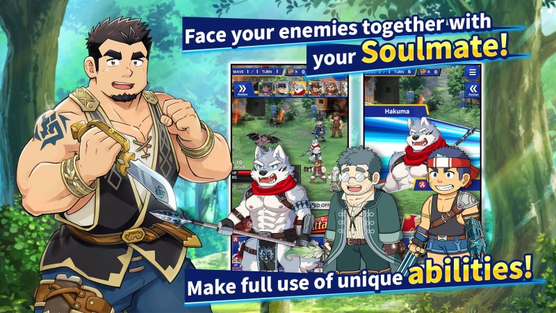 Turn-based fantasy combat party with male characters — Crave Saga X - Master of Bonds screenshot.