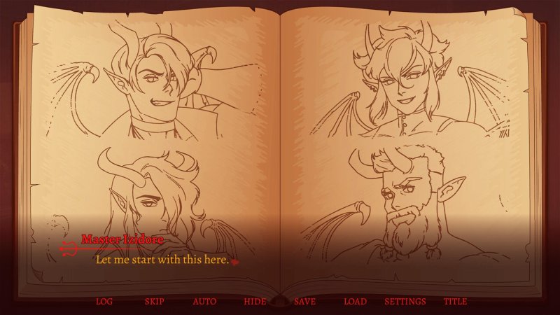Sketchbook of male fantasy character concept art — My Incubi Harem screenshot.