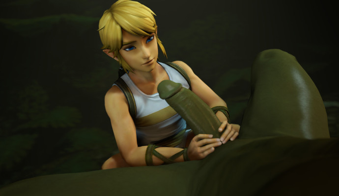 Blond male avatar reclining in a dim interior.