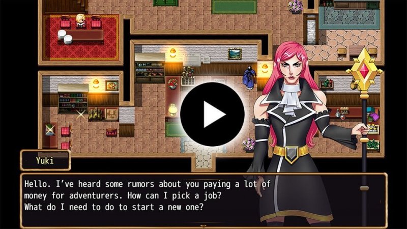 Top-down RPG interior with character portrait and story dialogue — Yuki's Tale screenshot.